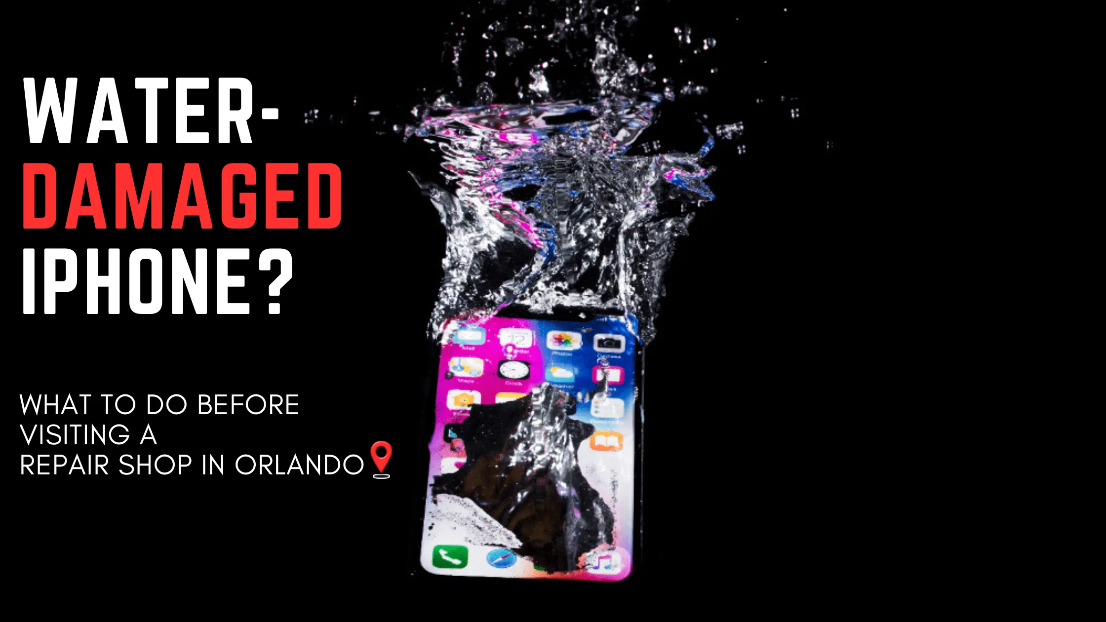 iPhone splashing into water with its screen still lit