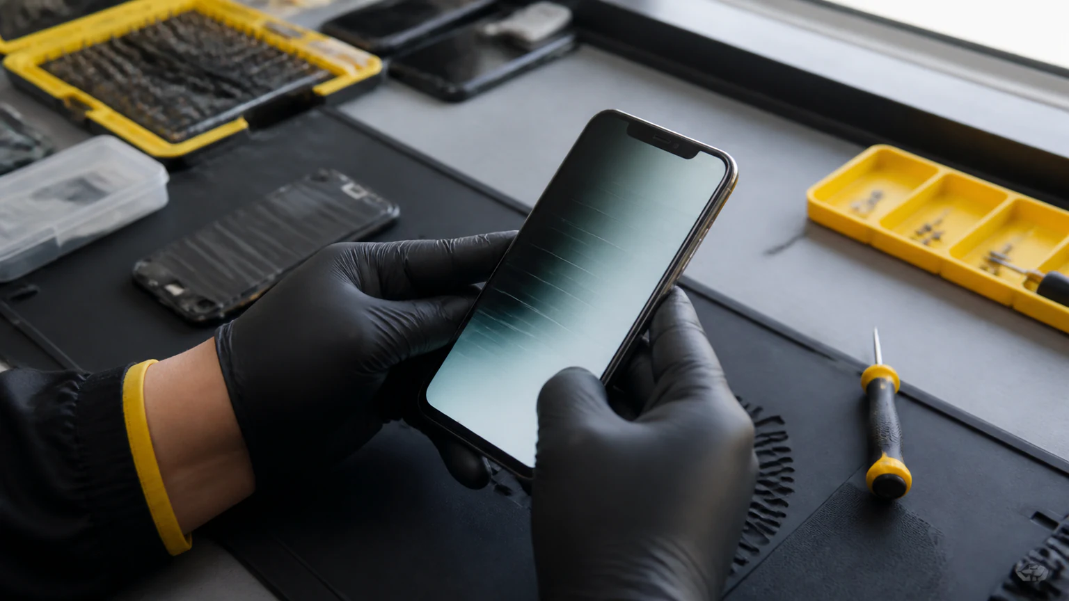 Smartphone display flickering with visible horizontal brightness bands