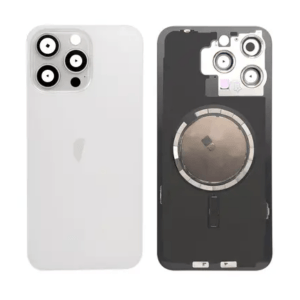 iPhone 15 Pro Max Back Glass With Frame & MagSafe Magnet (WHITE TITANIUM)