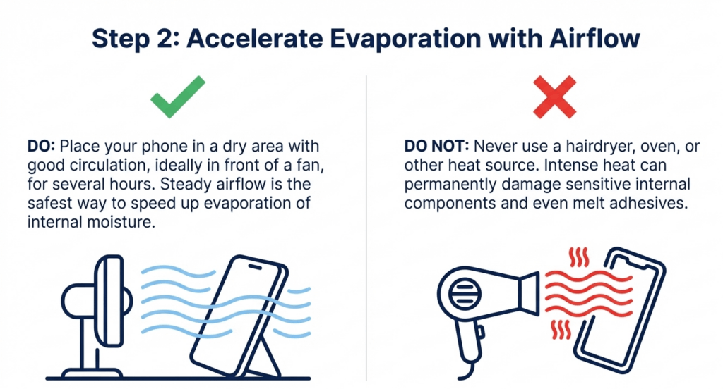 Remove Water in Phone Using Airflow