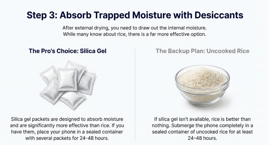 Use Silica Gel (Better Than Rice)